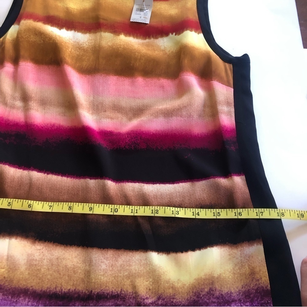 Ann Taylor Women’s Watercolors Stripes Sleeveless Shift Dress Size 4 - Picture 11 of 12